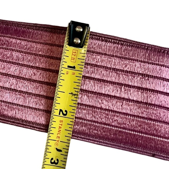 Vintage 80s Charmant Pink Sateen Elastic Stretch Cinch Belt w/Enamel Buckle MCM - Picture 7 of 8